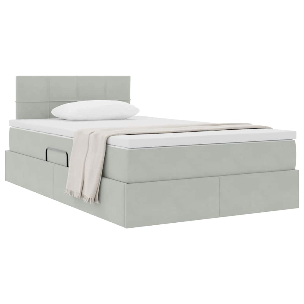 Letto con Contenitore Grigio chiaro 120 x 200 cm Velluto