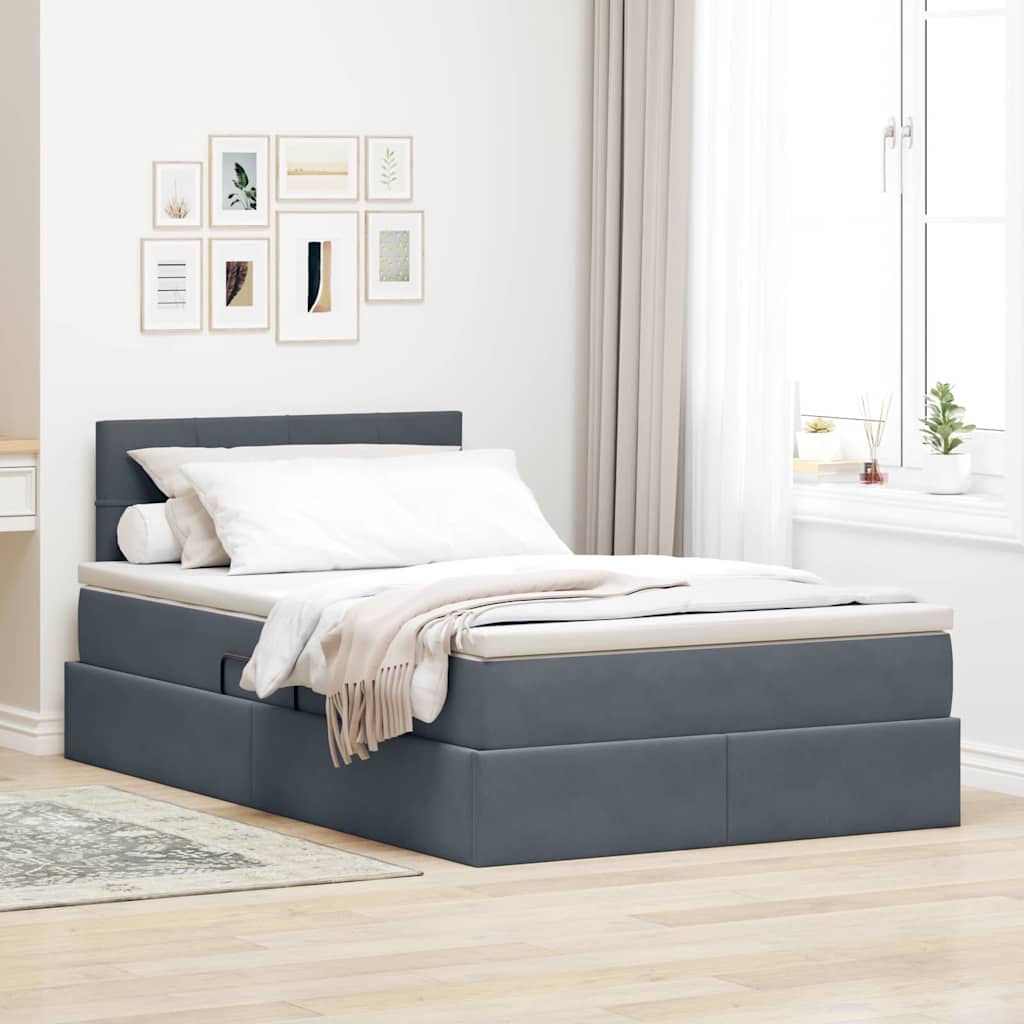 Letto con Contenitore Grigio scuro 120 x 200 cm Velluto
