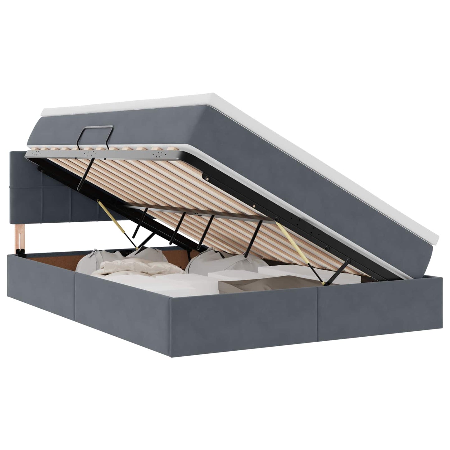 Letto con Contenitore Grigio scuro 140 x 190 cm Velluto
