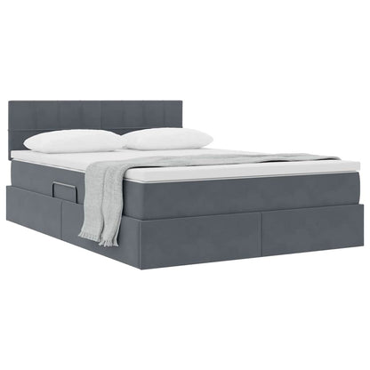 Letto con Contenitore Grigio scuro 140 x 190 cm Velluto