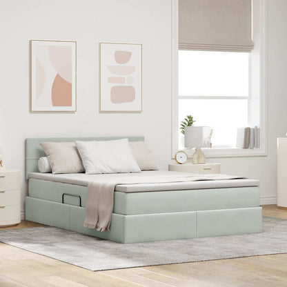 Letto con Contenitore Grigio chiaro 140 x 200 cm Velluto