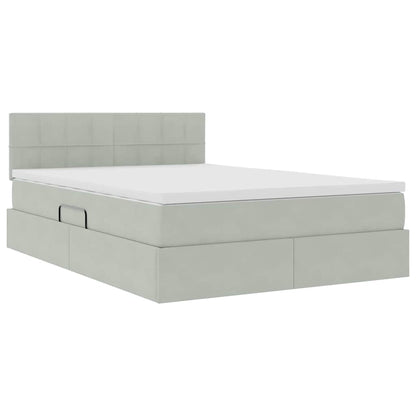 Letto con Contenitore Grigio chiaro 140 x 200 cm Velluto