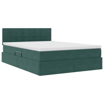 Letto con Contenitore Verde Scuro 140 x 200 cm Velluto