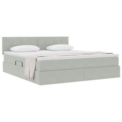 Letto con Contenitore Grigio chiaro 160 x 200 cm Velluto