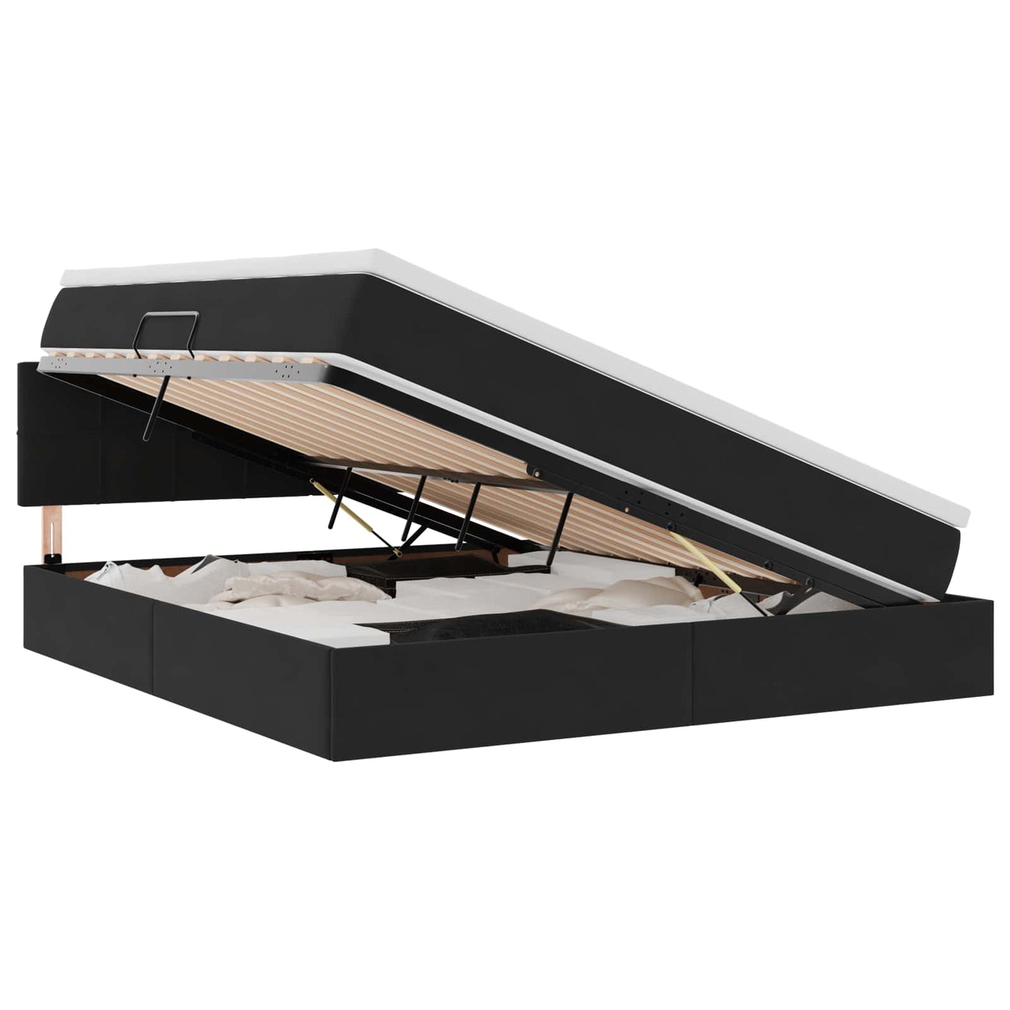 Letto con Contenitore con materasso Nero 180 x 200 cm Velluto