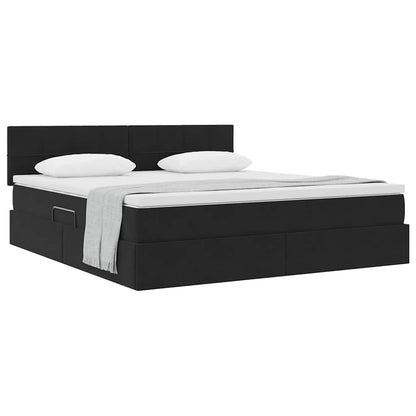 Letto con Contenitore con materasso Nero 180 x 200 cm Velluto