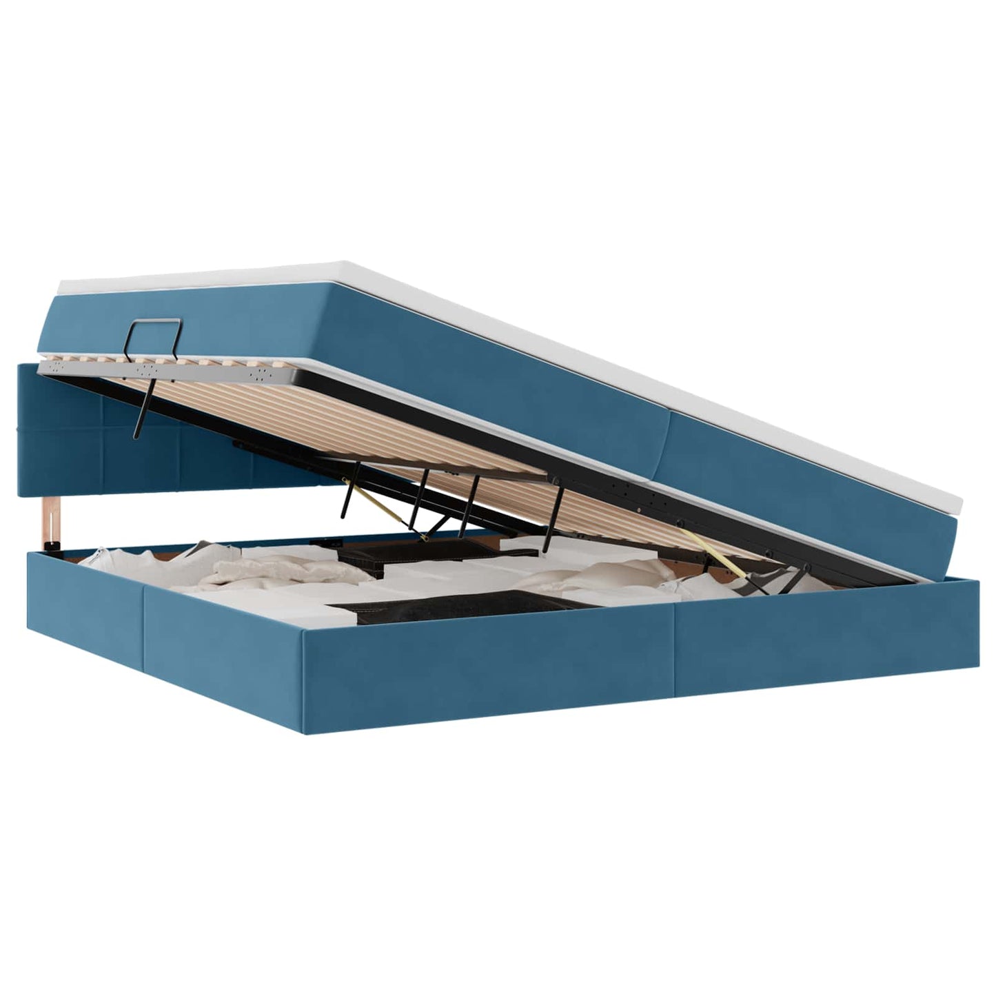 Letto con Contenitore Blu Scuro 200 x 200 cm Velluto