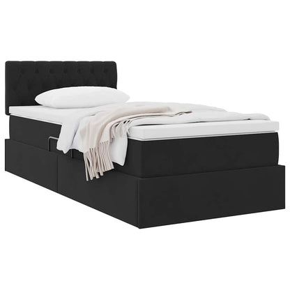 Letto con Contenitore con materasso Nero 90 x 190 cm Velluto