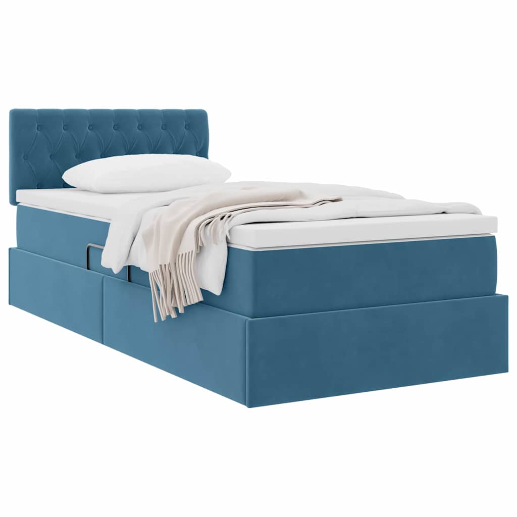 Letto con Contenitore Blu Scuro 90 x 190 cm Velluto