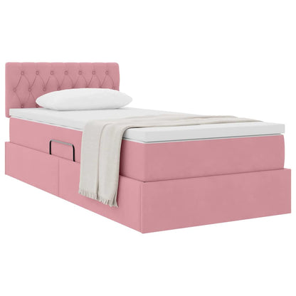 Letto con Contenitore con materasso Rosa 90 x 190 cm Velluto