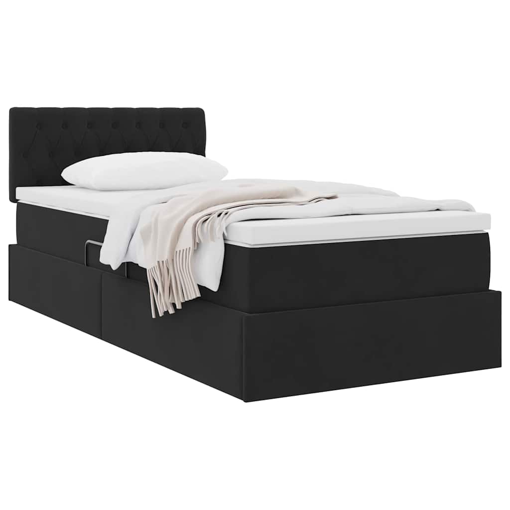 Letto con Contenitore con materasso Nero 90 x 200 cm Velluto