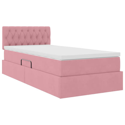 Letto con Contenitore con materasso Rosa 90 x 200 cm Velluto