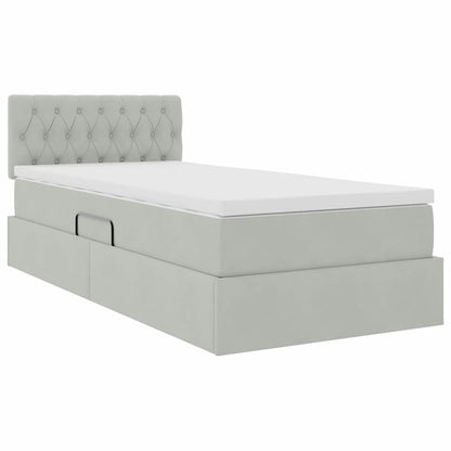 Letto con Contenitore Grigio chiaro 100 x 200 cm Velluto