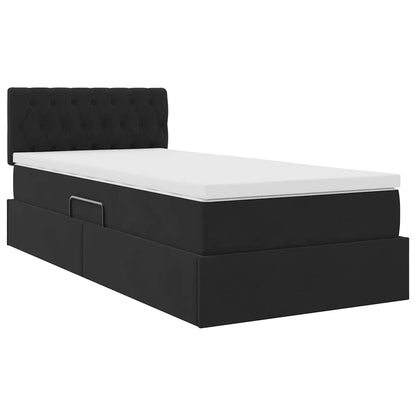 Letto con Contenitore con materasso Nero 100 x 200 cm Velluto