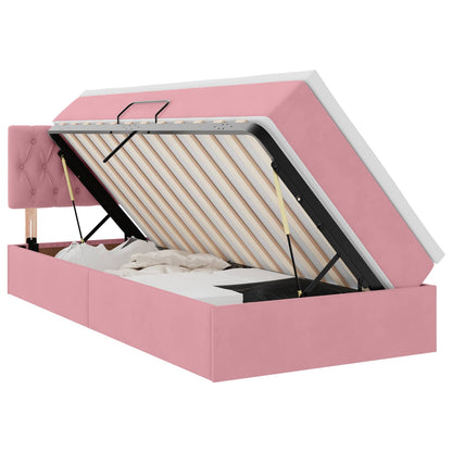 Letto con Contenitore con materasso Rosa 100 x 200 cm Velluto