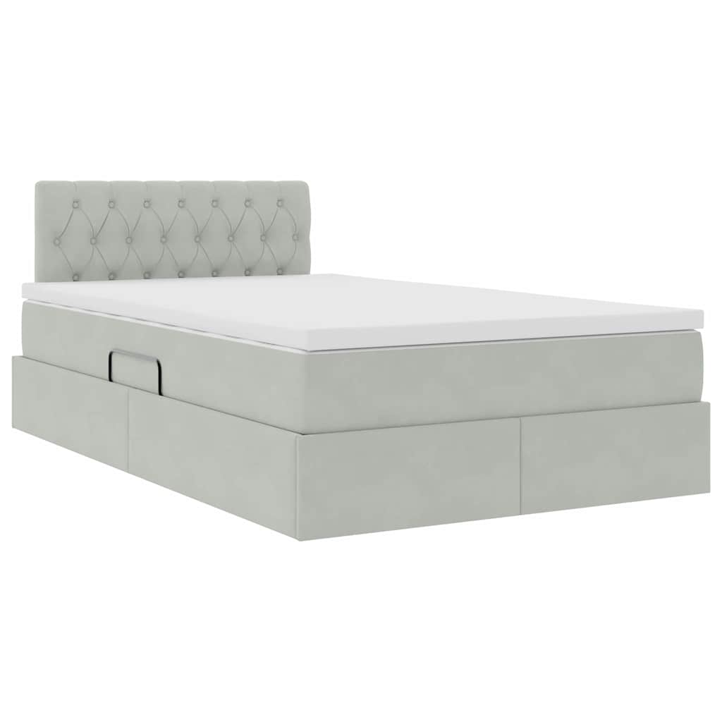 Letto con Contenitore Grigio chiaro 120 x 190 cm Velluto