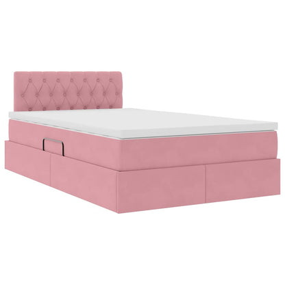 Letto con Contenitore con materasso Rosa 120 x 190 cm Velluto