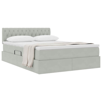 Letto con Contenitore Grigio chiaro 140 x 190 cm Velluto
