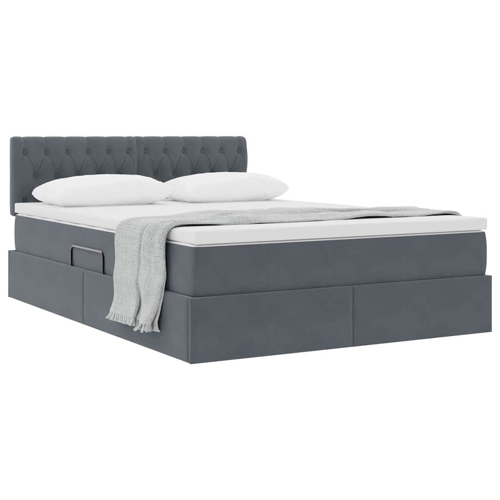Letto con Contenitore Grigio scuro 140 x 190 cm Velluto