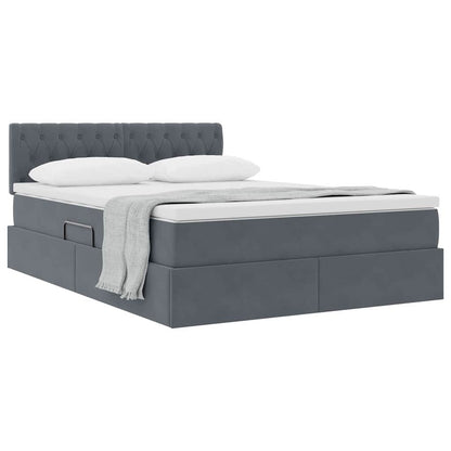 Letto con Contenitore Grigio scuro 140 x 190 cm Velluto