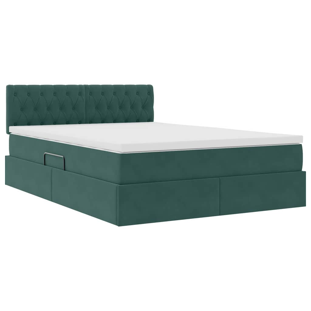 Letto con Contenitore Verde Scuro 140 x 200 cm Velluto