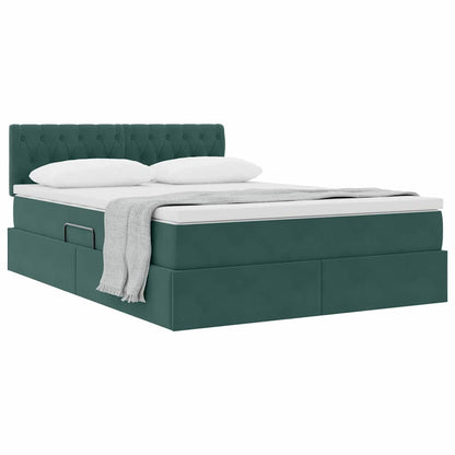 Letto con Contenitore Verde Scuro 140 x 200 cm Velluto