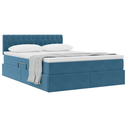 Letto con Contenitore Blu Scuro 140 x 200 cm Velluto