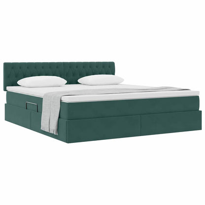 Letto con Contenitore Verde Scuro 160 x 200 cm Velluto