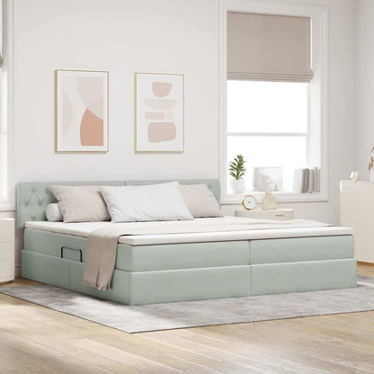 Letto con Contenitore Grigio chiaro 200 x 200 cm Velluto