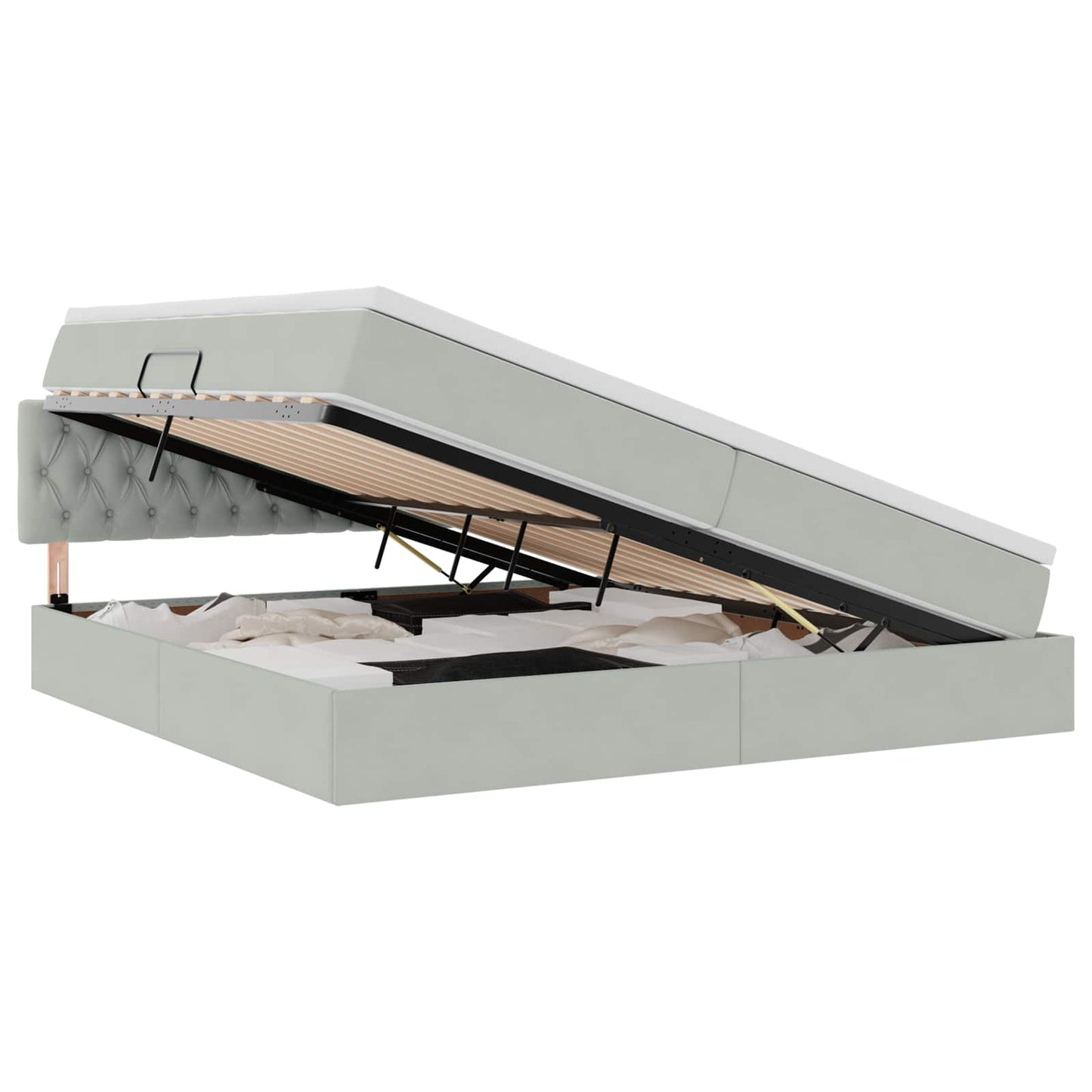 Letto con Contenitore Grigio chiaro 200 x 200 cm Velluto