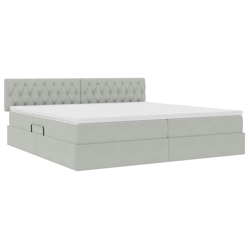 Letto con Contenitore Grigio chiaro 200 x 200 cm Velluto