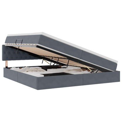 Letto con Contenitore Grigio scuro 200 x 200 cm Velluto