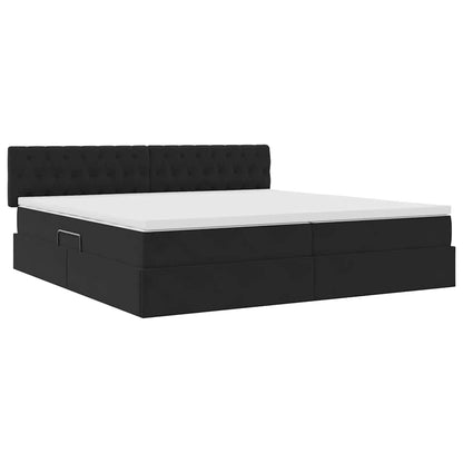 Letto con Contenitore con materasso Nero 200 x 200 cm Velluto