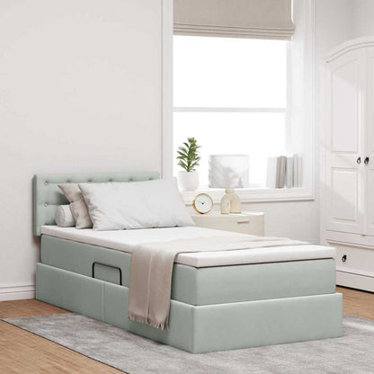 Letto con Contenitore Grigio chiaro 90 x 190 cm Velluto