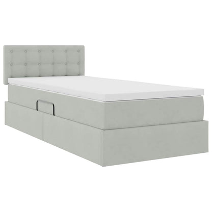Letto con Contenitore Grigio chiaro 90 x 190 cm Velluto