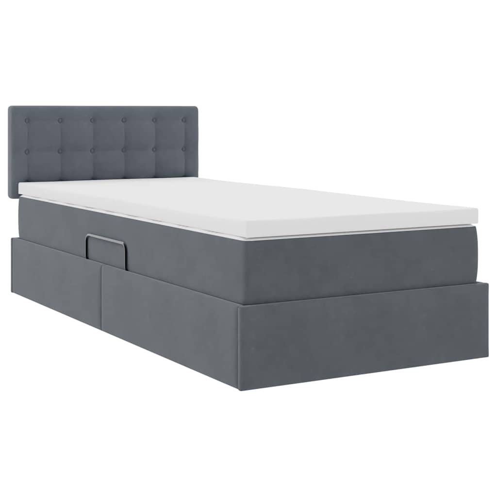 Letto con Contenitore Grigio scuro 90 x 190 cm Velluto
