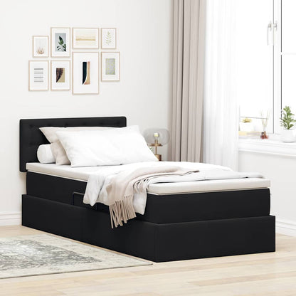Letto con Contenitore con materasso Nero 90 x 190 cm Velluto