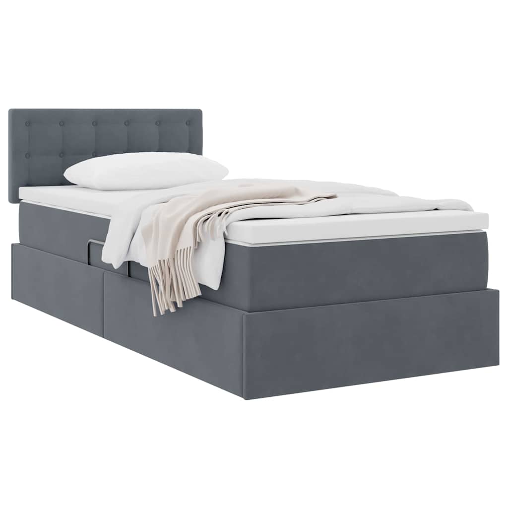 Letto con Contenitore Grigio scuro 100 x 200 cm Velluto