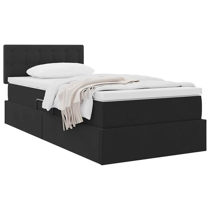 Letto con Contenitore con materasso Nero 100 x 200 cm Velluto