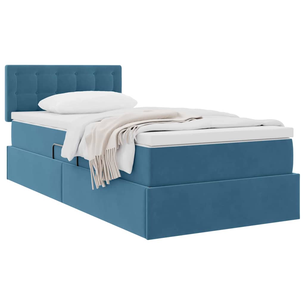 Letto con Contenitore Blu Scuro 100 x 200 cm Velluto