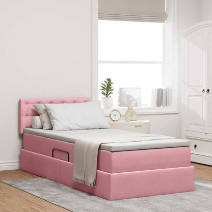 Letto con Contenitore con materasso Rosa 100 x 200 cm Velluto