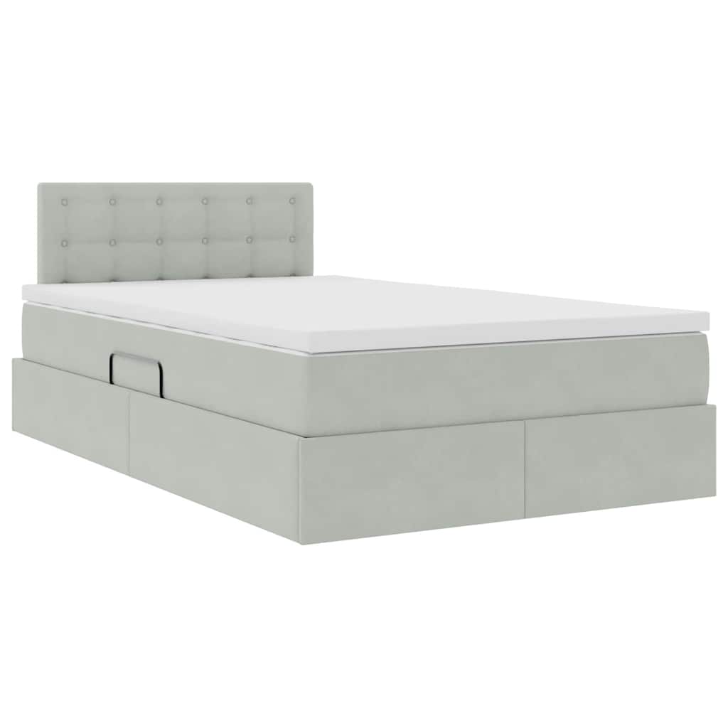 Letto con Contenitore Grigio chiaro 120 x 190 cm Velluto