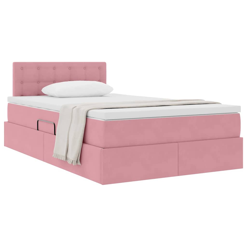 Letto con Contenitore con materasso Rosa 120 x 200 cm Velluto