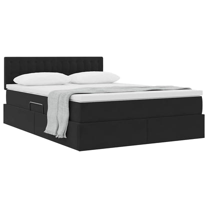 Letto con Contenitore con materasso Nero 140 x 200 cm Velluto