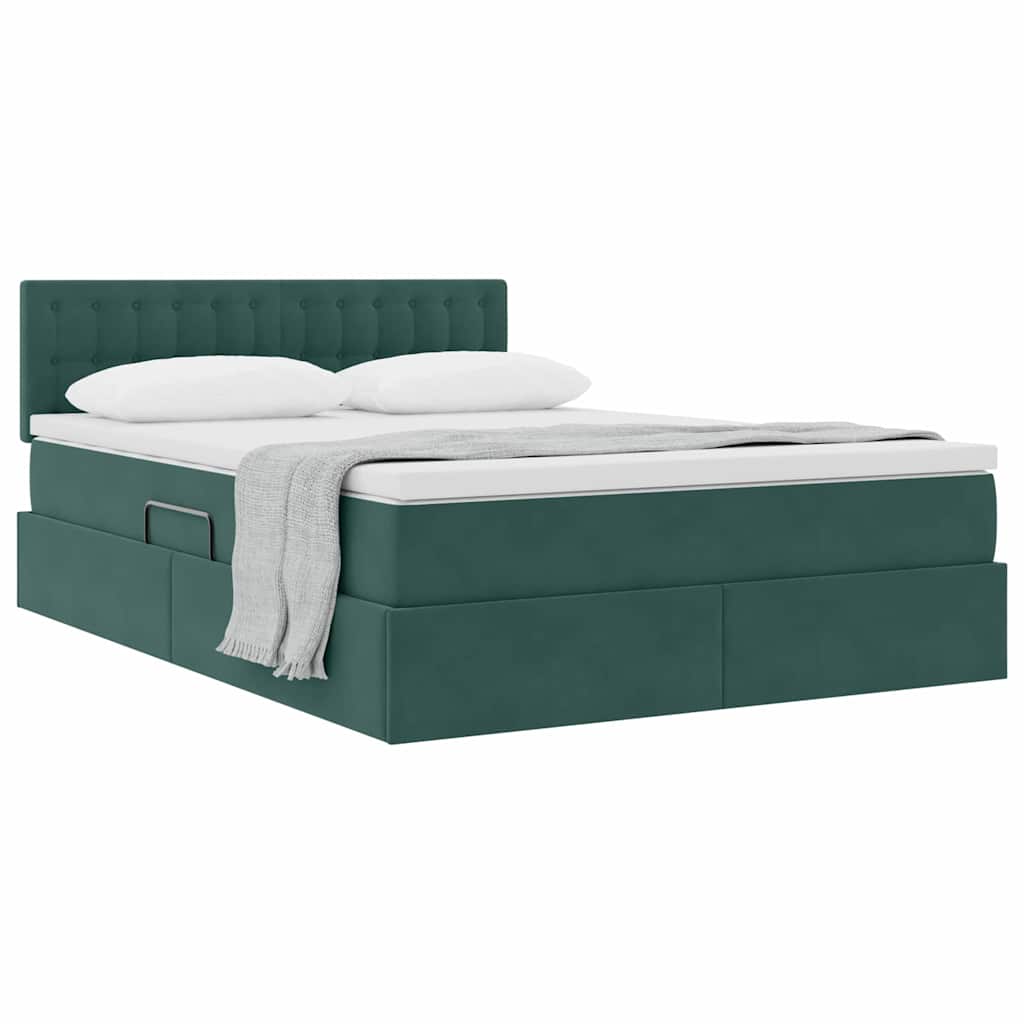 Letto con Contenitore Verde Scuro 140 x 200 cm Velluto