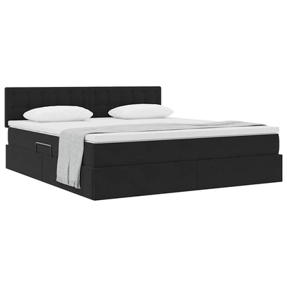 Letto con Contenitore con materasso Nero 160 x 200 cm Velluto