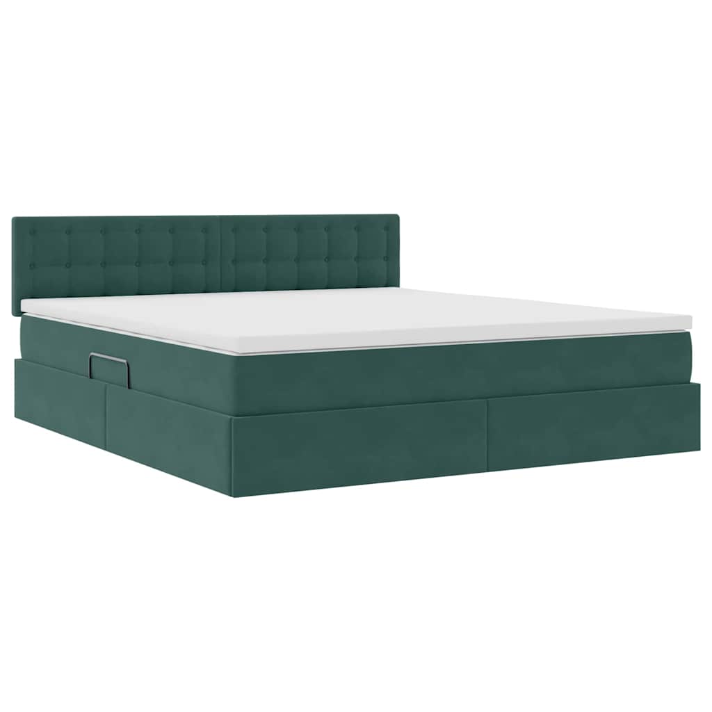 Letto con Contenitore Verde Scuro 160 x 200 cm Velluto