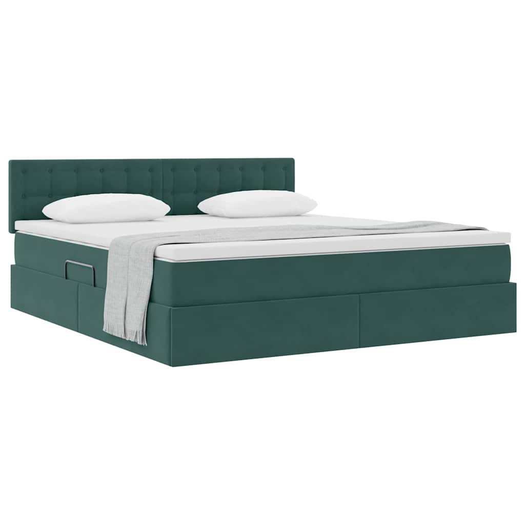 Letto con Contenitore Verde Scuro 160 x 200 cm Velluto