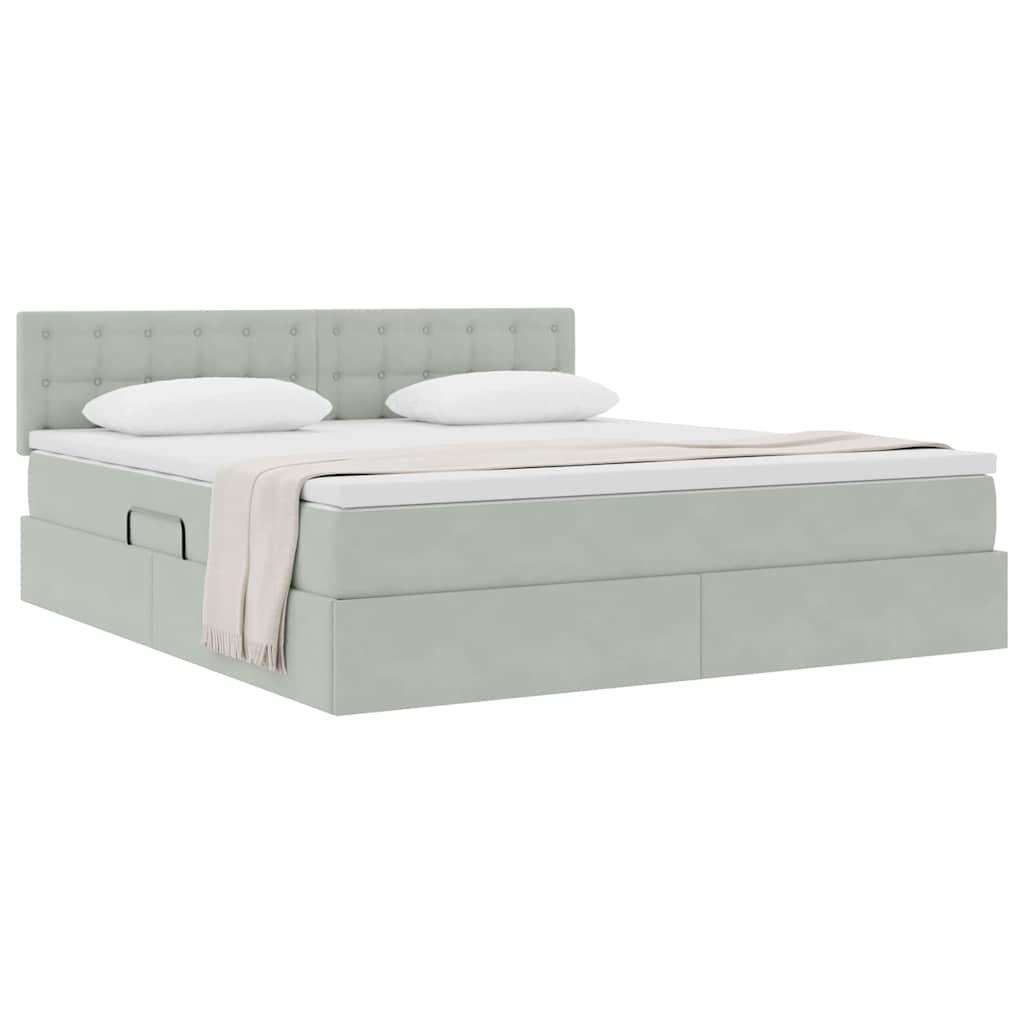 Letto con Contenitore Grigio chiaro 180 x 200 cm Velluto