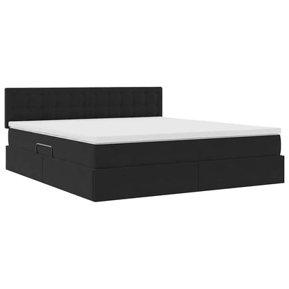Letto con Contenitore con materasso Nero 180 x 200 cm Velluto